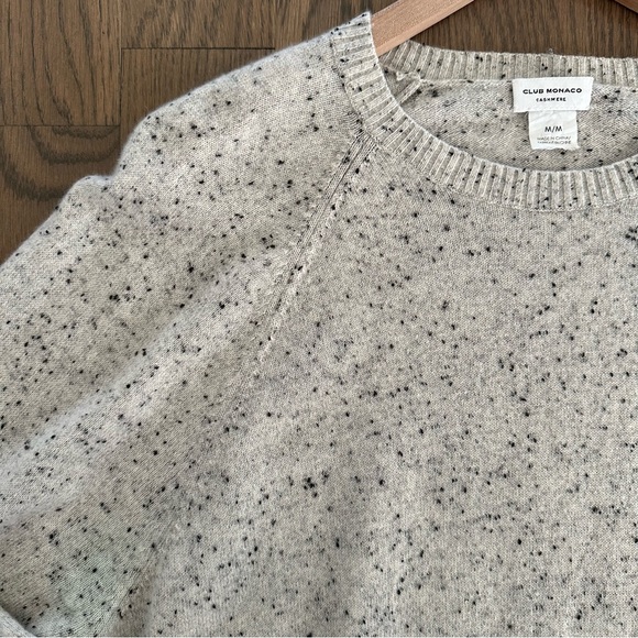 SOLD Club Monaco Sporty Donegal 100% Cashmere Crew Sweater Heather Grey Medium - Picture 7 of 9